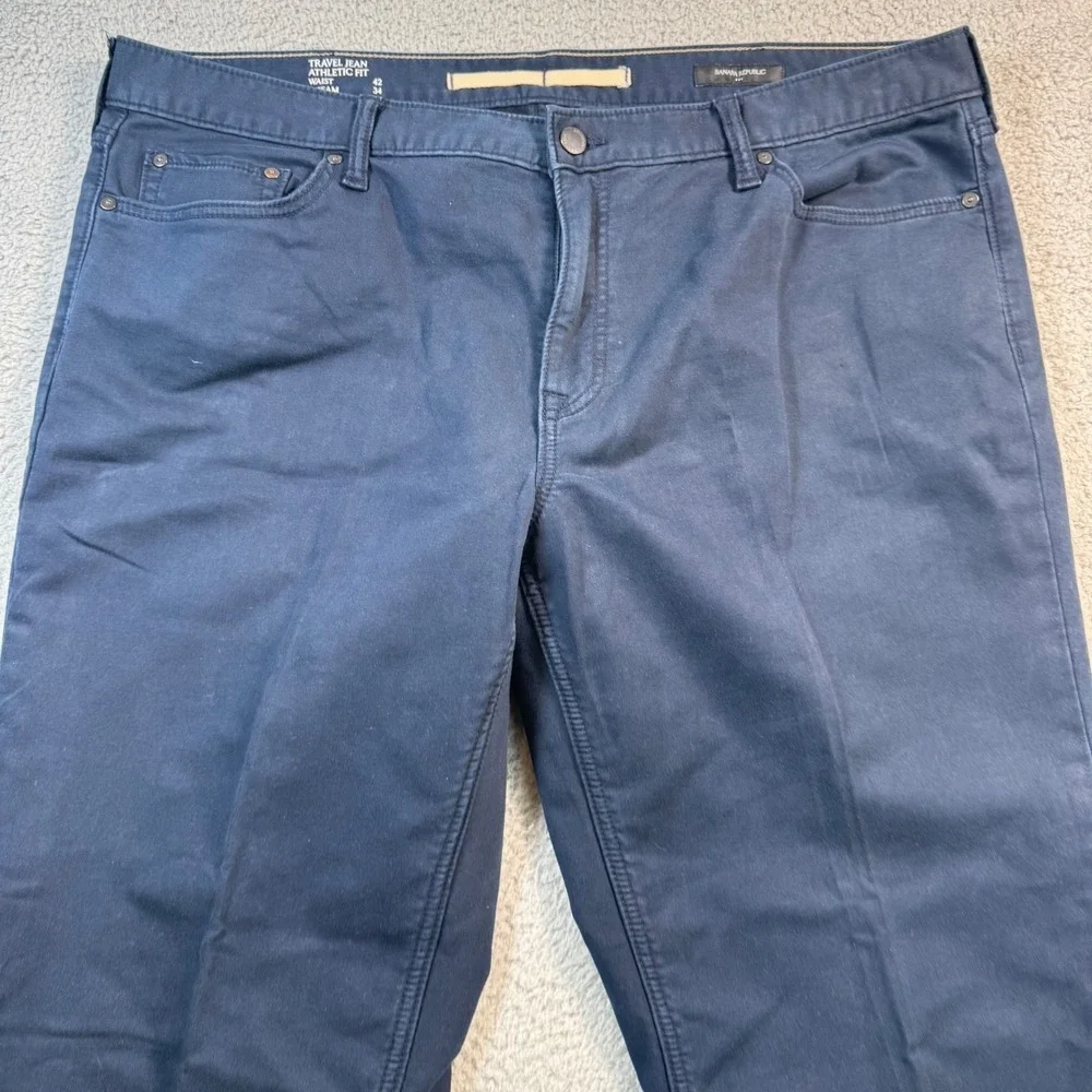 Banana Republic Travel Jean Athletic Fit Navy Blue Mens‎ 42x30 Stretch Pants